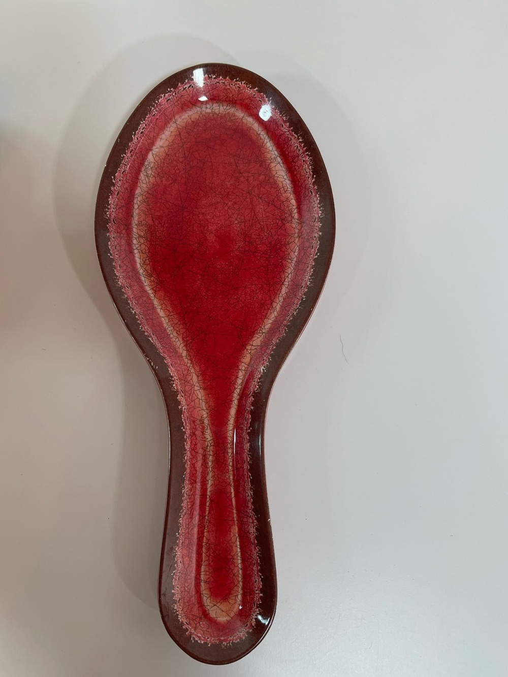 Le Cadeaux Red Speckled Melamine Spoon Rest Used EUC Cooking